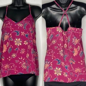 Hollister pink and multicolor racer back flowing tank ￼size S like new!